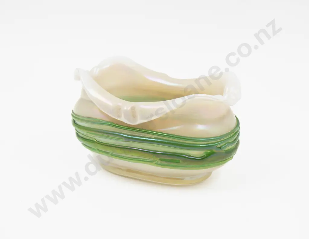 Bohemian Hand-Blown Iridescent Glass Vase 15cm L Image 1++