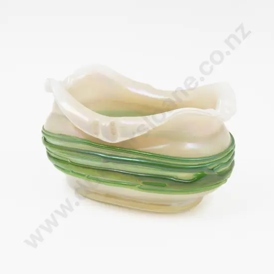 Bohemian Hand-Blown Iridescent Glass Vase 15cm L
