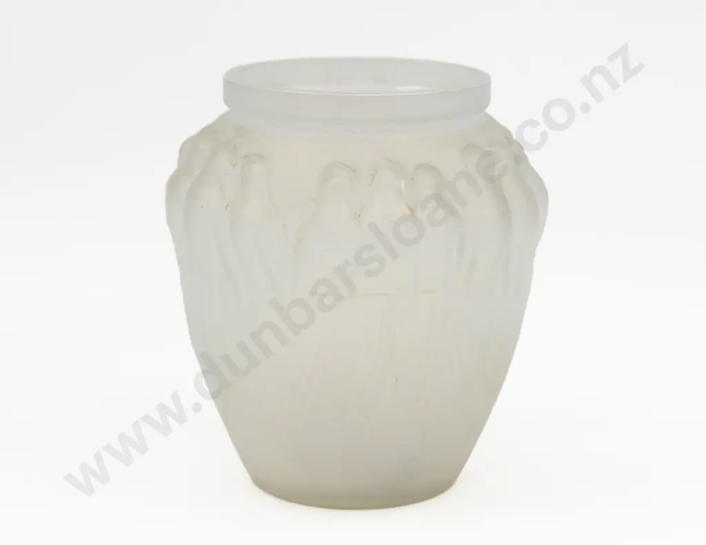 Etling Opalescent Glass Vase with Relief Bird Decoration 24cm H Image 1++