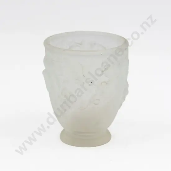 Etling Opalescent Footed Vase with Grapevine Relief Decoration 14cm H