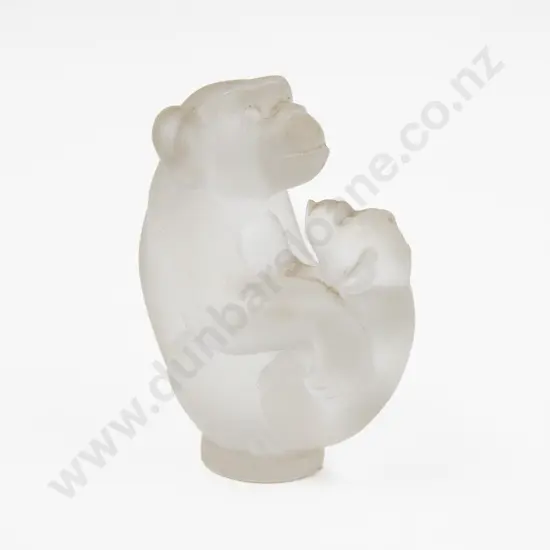 Lalique Style Ape Figure Group 8.5cm H