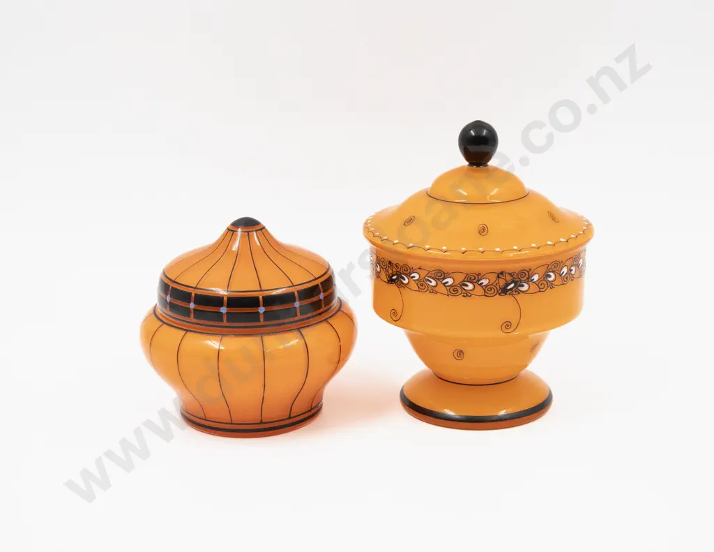 Two C1920s Lidded Glass Containers Tallest 15cm H Image 1++
