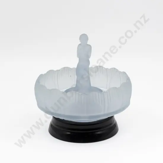 C1930s Pressed Glass Vase with Figural Posy Holder on Glass Stand 21cm Dia