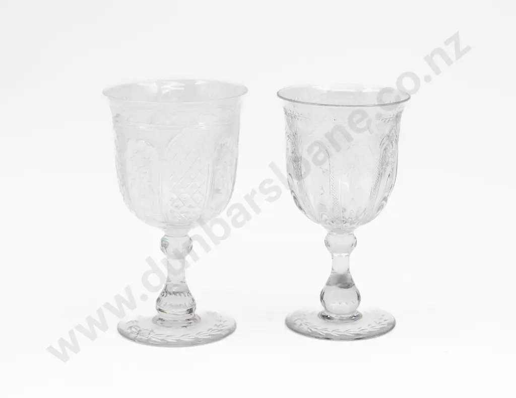 Two Large Modern Glass Wine Goblets Tallest 17.5cm H Image 1++