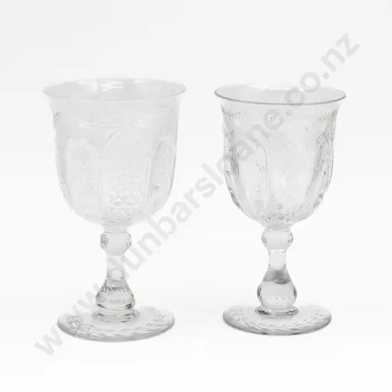 Two Large Modern Glass Wine Goblets Tallest 17.5cm H
