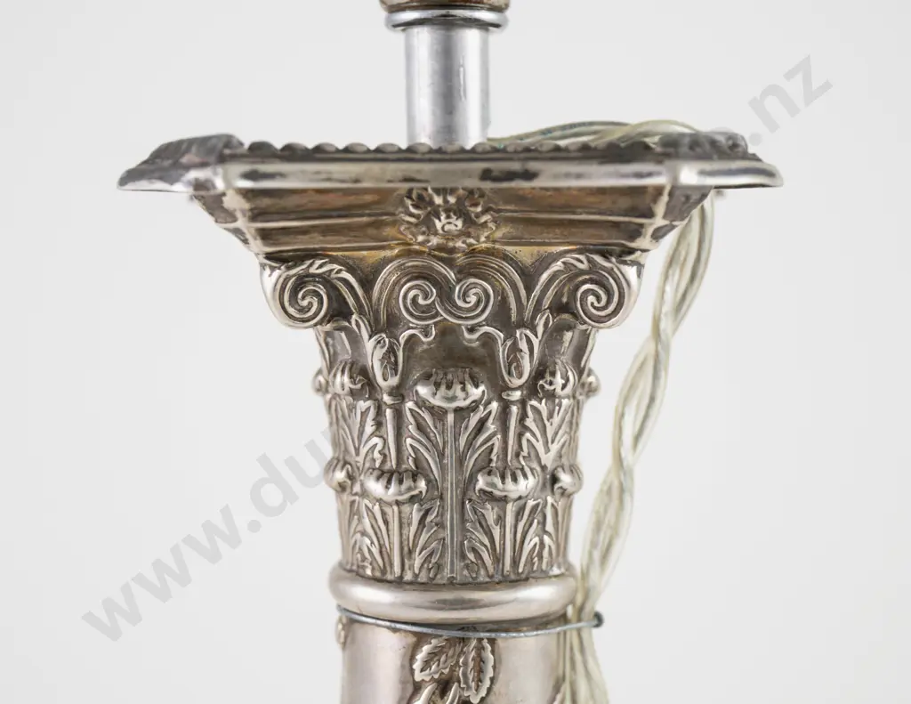 Edw VII S/S Column Candlestick Lamp Image 1++