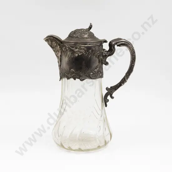 Victorian Ornate Rococco Silverplate Mounted Lemonade Jug 29cm H