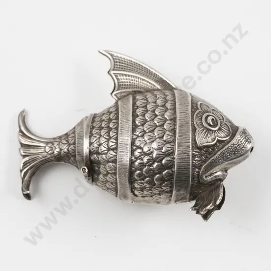 Antique Silver Fish Salt Pot