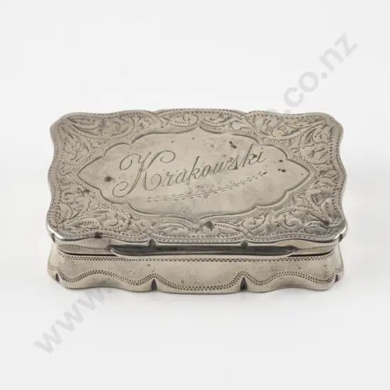 Victorian S/S Snuff Box engraved 'Krakourski'