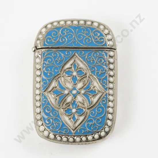 C1900 Silver and Cloisonné Enamel Vesta by David Anderson Norway