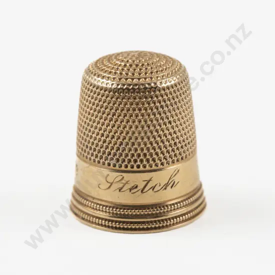 14ct Thimble engraved 'Stitch' 'Sonny'