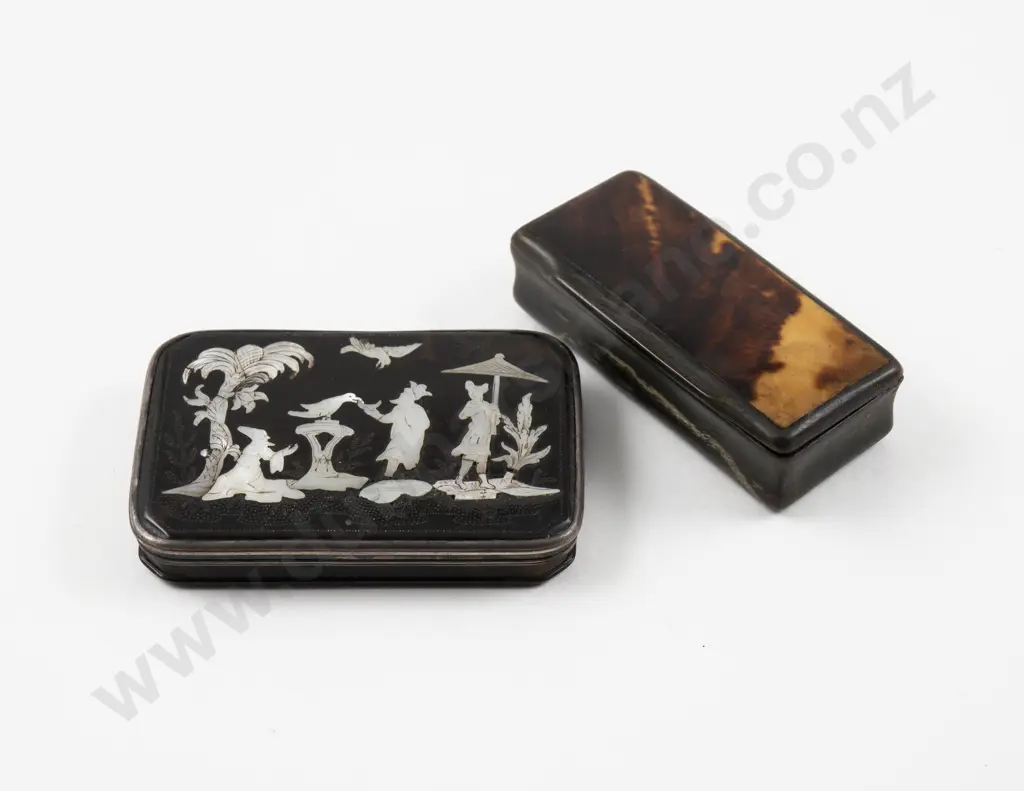 C19th Horn & Tortoise Shell Snuff Box Image 1++