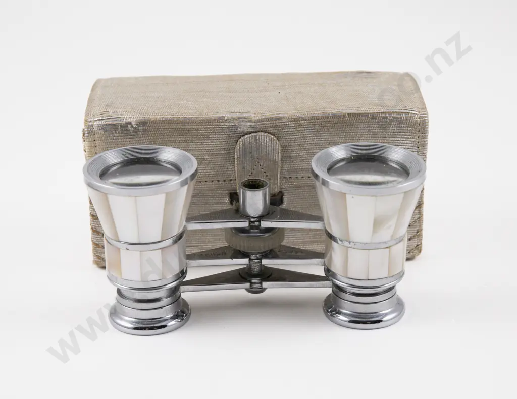 Cased MOP and Chrome Plated Opera Glasses Image 1++