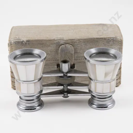 Cased MOP and Chrome Plated Opera Glasses