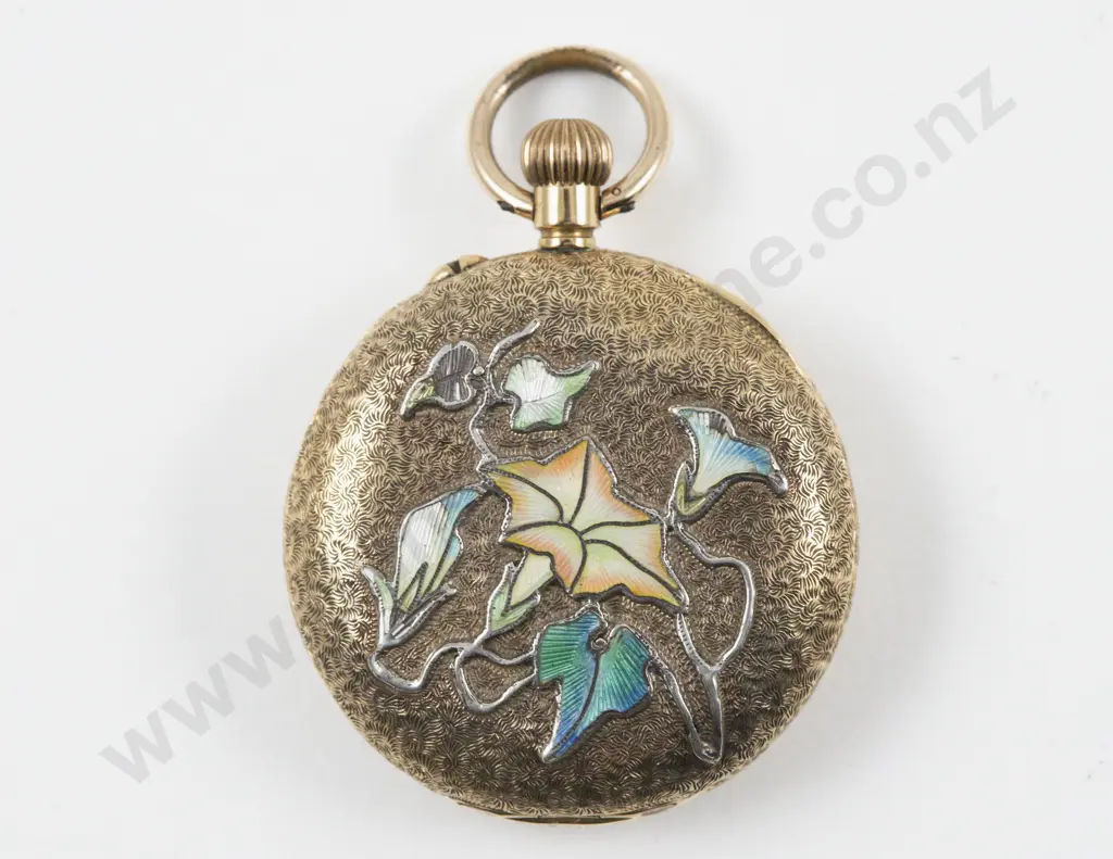 18ct Open Face Lever Wind Fob Watch Image 1++