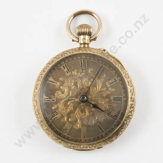 18ct Open Face Lever Wind Fob Watch