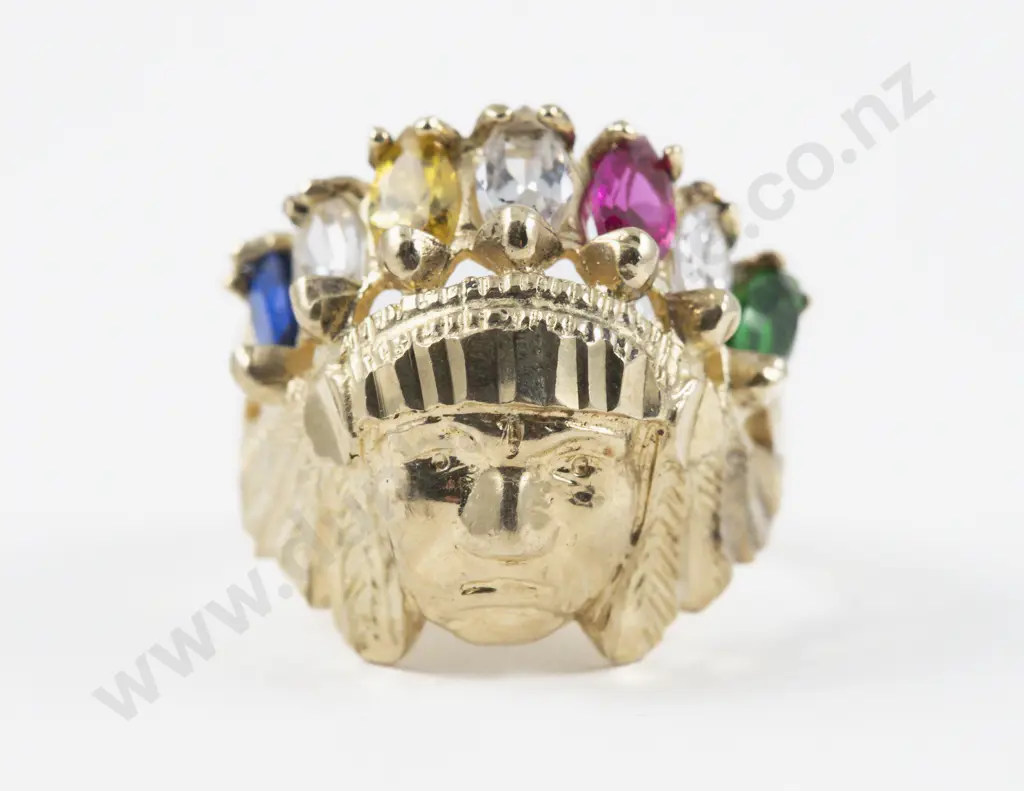 14ct Native American Chief Sculptured Ring Image 1++