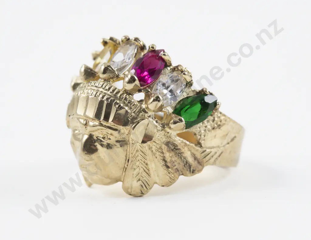 14ct Native American Chief Sculptured Ring Image 1++