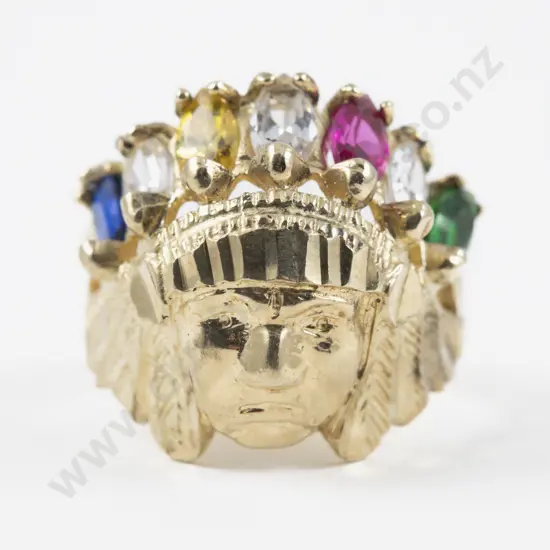 14ct Native American Chief Sculptured Ring