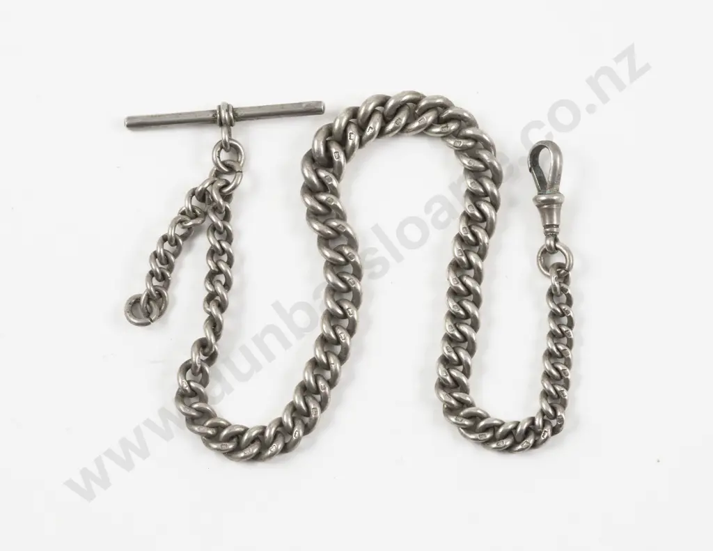 Edwardian S/S Graduated Curb Link Albert Chain Image 1++