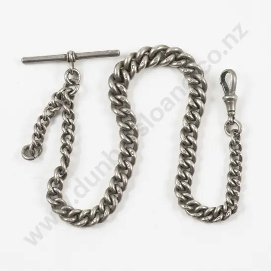 Edwardian S/S Graduated Curb Link Albert Chain