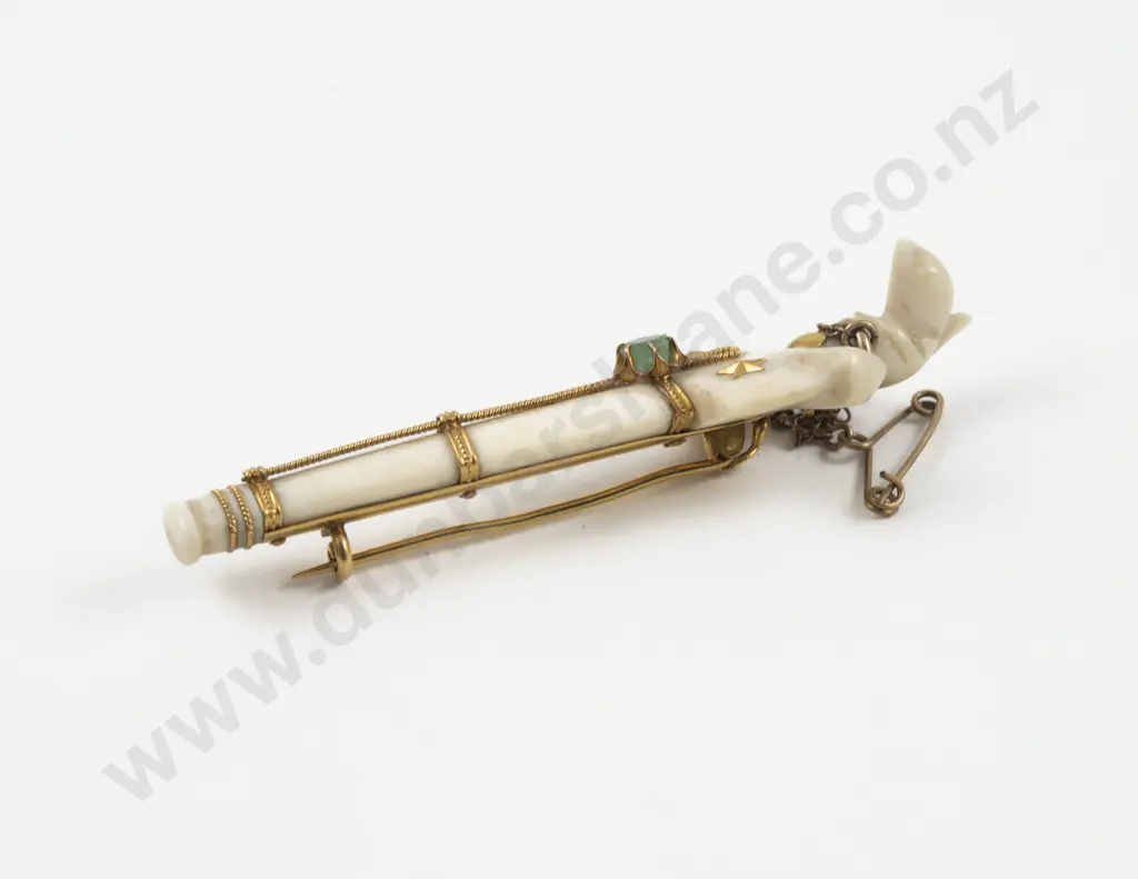 Ivory S/S and Gold Mounted Kris Brooch Image 1++