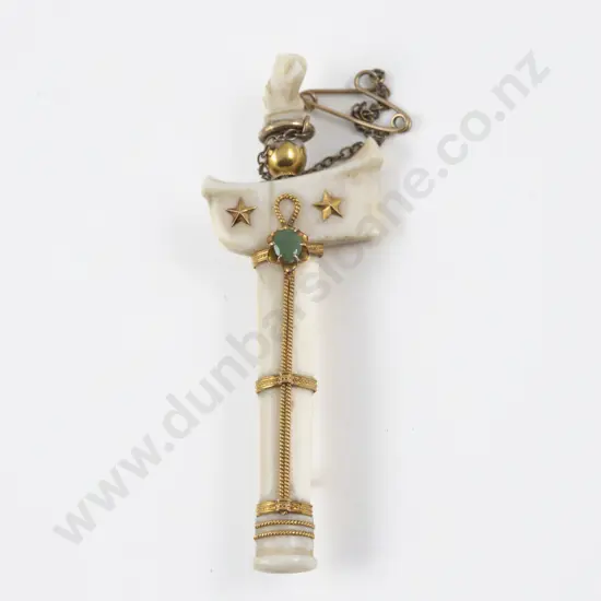 Ivory S/S and Gold Mounted Kris Brooch