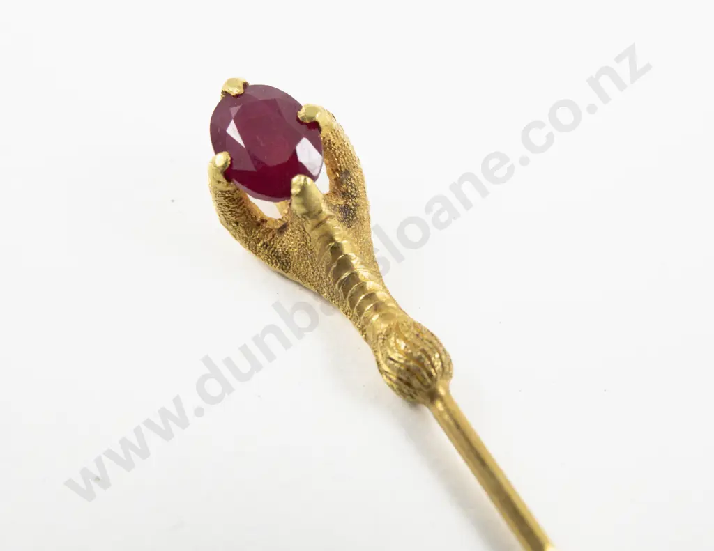 18ct Single Ruby Stick Pin Image 1++