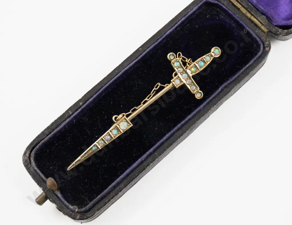 Victorian 15ct Opal Sword Stick Pin Image 1++