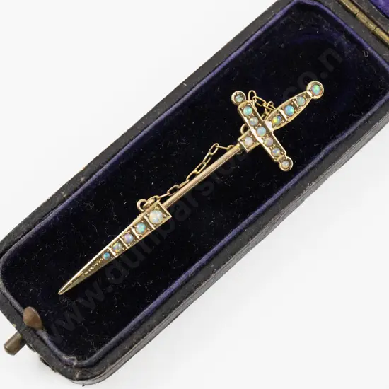 Victorian 15ct Opal Sword Stick Pin