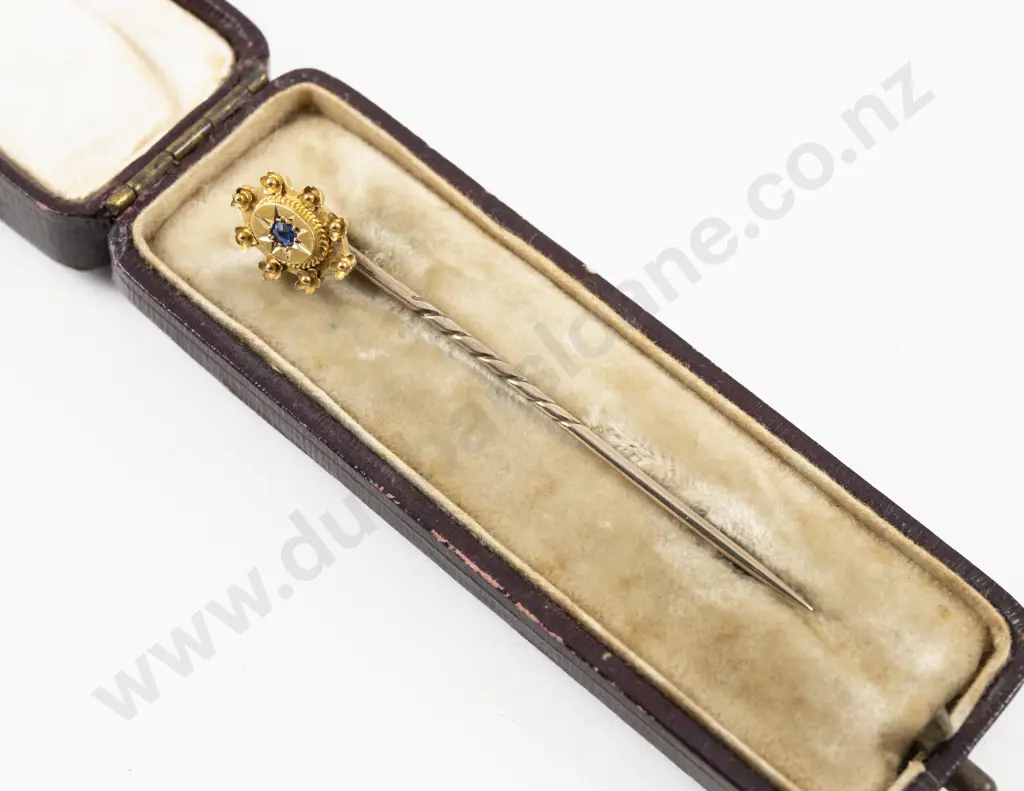 Victorian 15ct Single Sapphire Stick Pin Image 1++