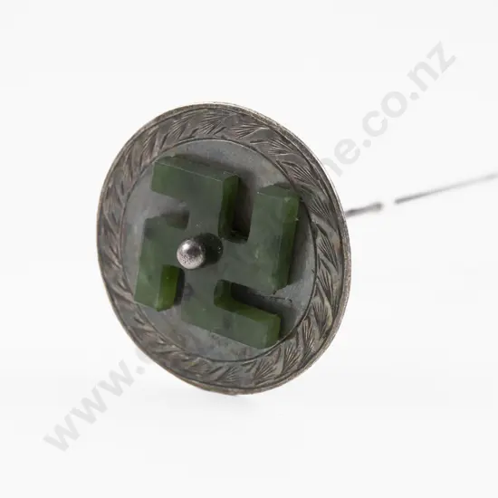 Edwardian S/S & Greenstone Western Luck and Fortune Emblem Finial Hat Pin