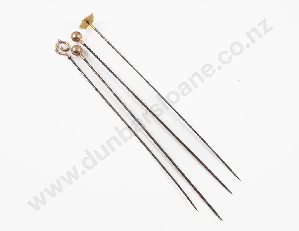 Four Edwardian 9ct Gold Finial Hat Pins Image 1++