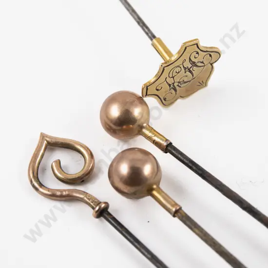 Four Edwardian 9ct Gold Finial Hat Pins