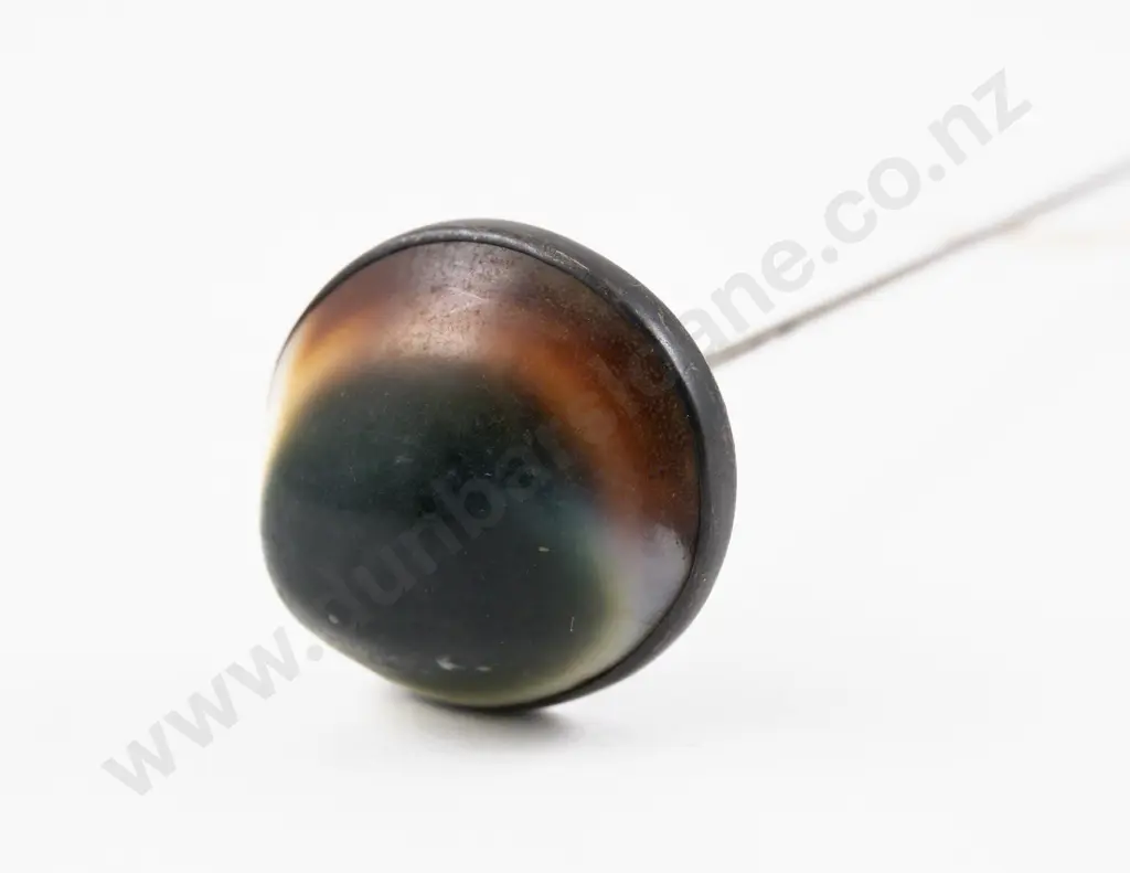 Victorian Colonial S/S Cats Eye Finial Stick Pin Image 1++