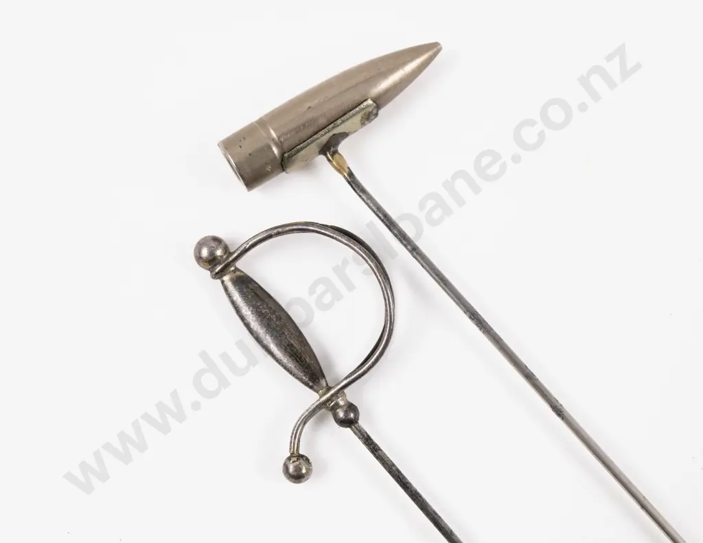 Edwardian S/S Sword Hilt Finial Stick Pin and Bullet Pin Image 1++
