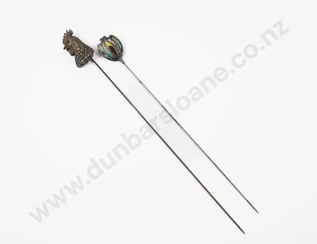 Edwardian S/S Rooster Finial Hat Pin Image 1++
