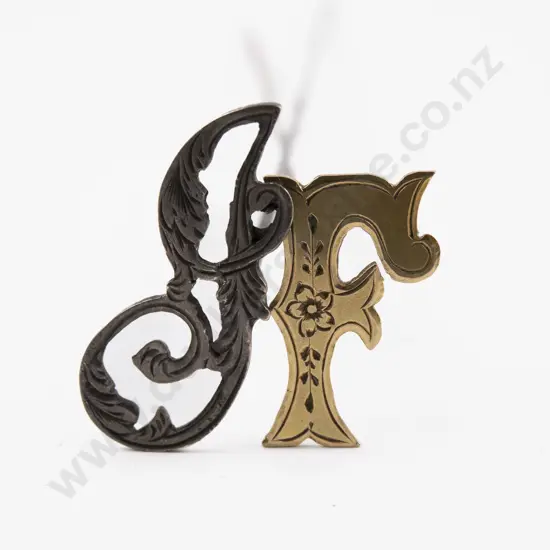 Two Edwardian Hat Pins 9ct Gold Initial F and S/S Initial J