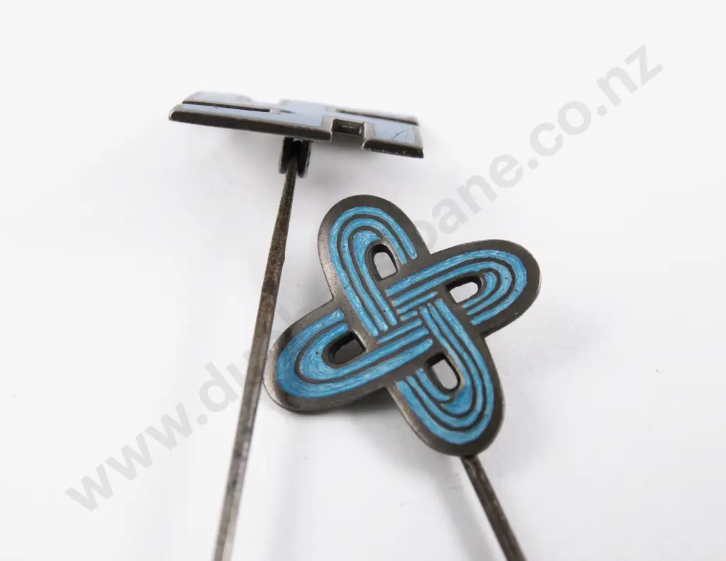 Two Edwardian S/S & Enamel Finial Hat Pins Image 1++