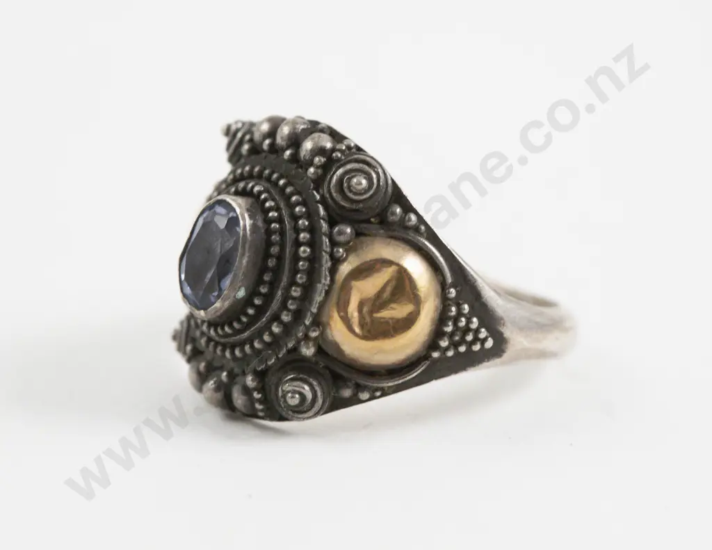 9ct and S/S Single Stone Topaz Fancy Ring Image 1++