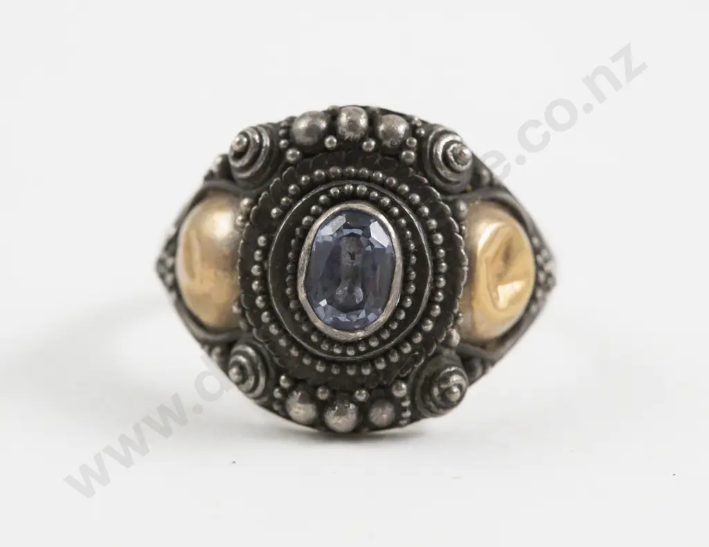 9ct and S/S Single Stone Topaz Fancy Ring Image 1++