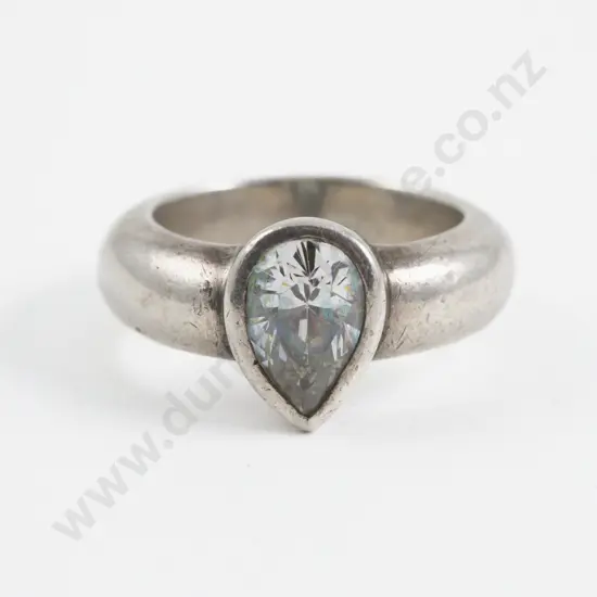 S/S Single Stone Crystal Solitaire Ring
