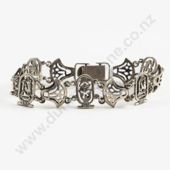 S/S Egyptian Five Hieroglyphic Panel Bracelet