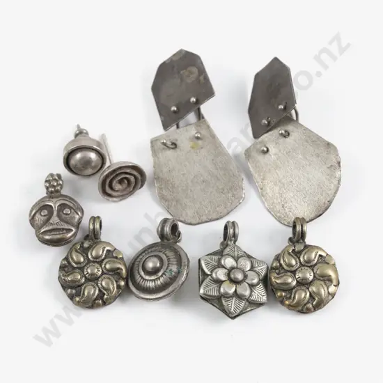 Pair S/S Pendant Drop Earrings with Collection of Pendants and Other
