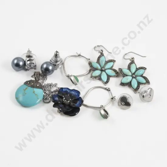 Pair Dyrberg Kern Pendant Drop Earrings with Collection of Assorted S/S Jewellery
