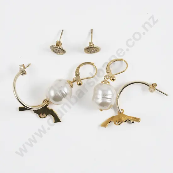 Three Pairs of Silver Gilt Earrings