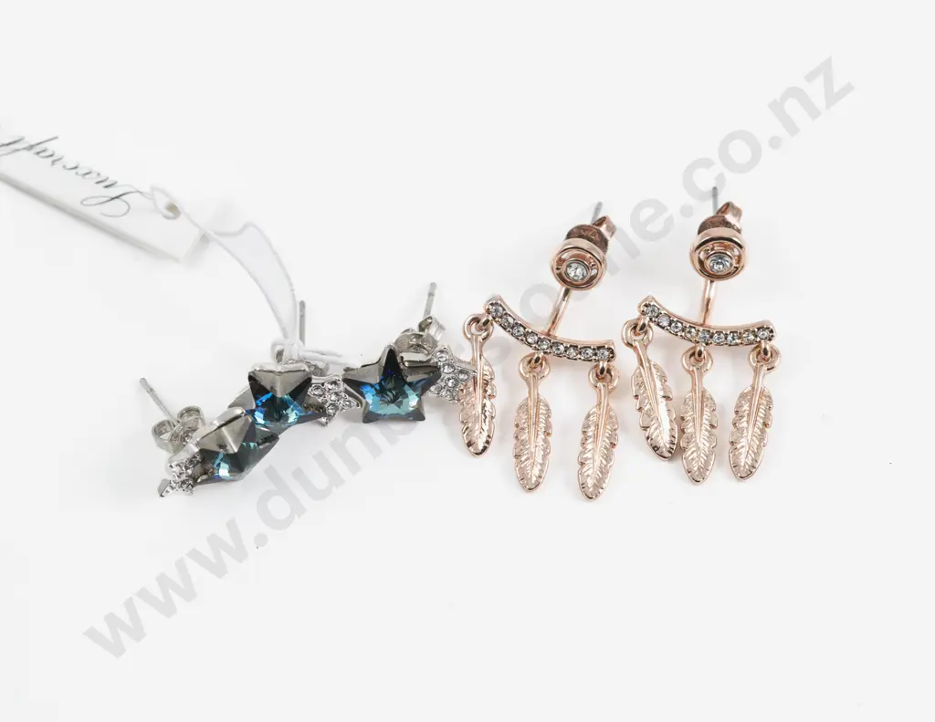 Luxcraft Jewellery Two Pairs of Swarovski Crystal Earrings and Odd Earring Image 1++