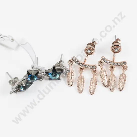 Luxcraft Jewellery Two Pairs of Swarovski Crystal Earrings and Odd Earring