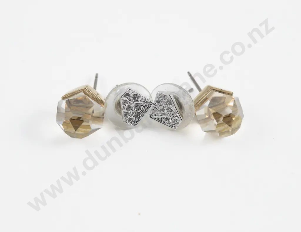 Two Pairs of Swarovski Crystal Stud Earrings Image 1++