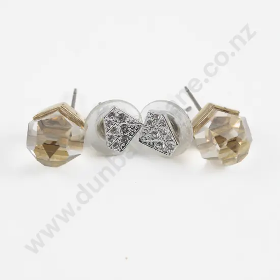 Two Pairs of Swarovski Crystal Stud Earrings